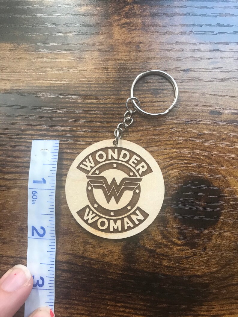 Wooden Wonder Woman Keychain