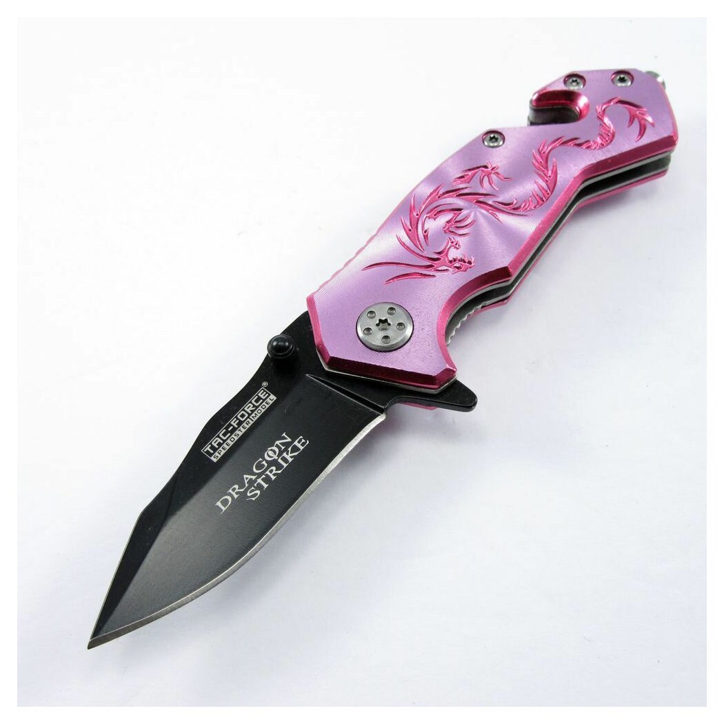 pink double dragon spring knife