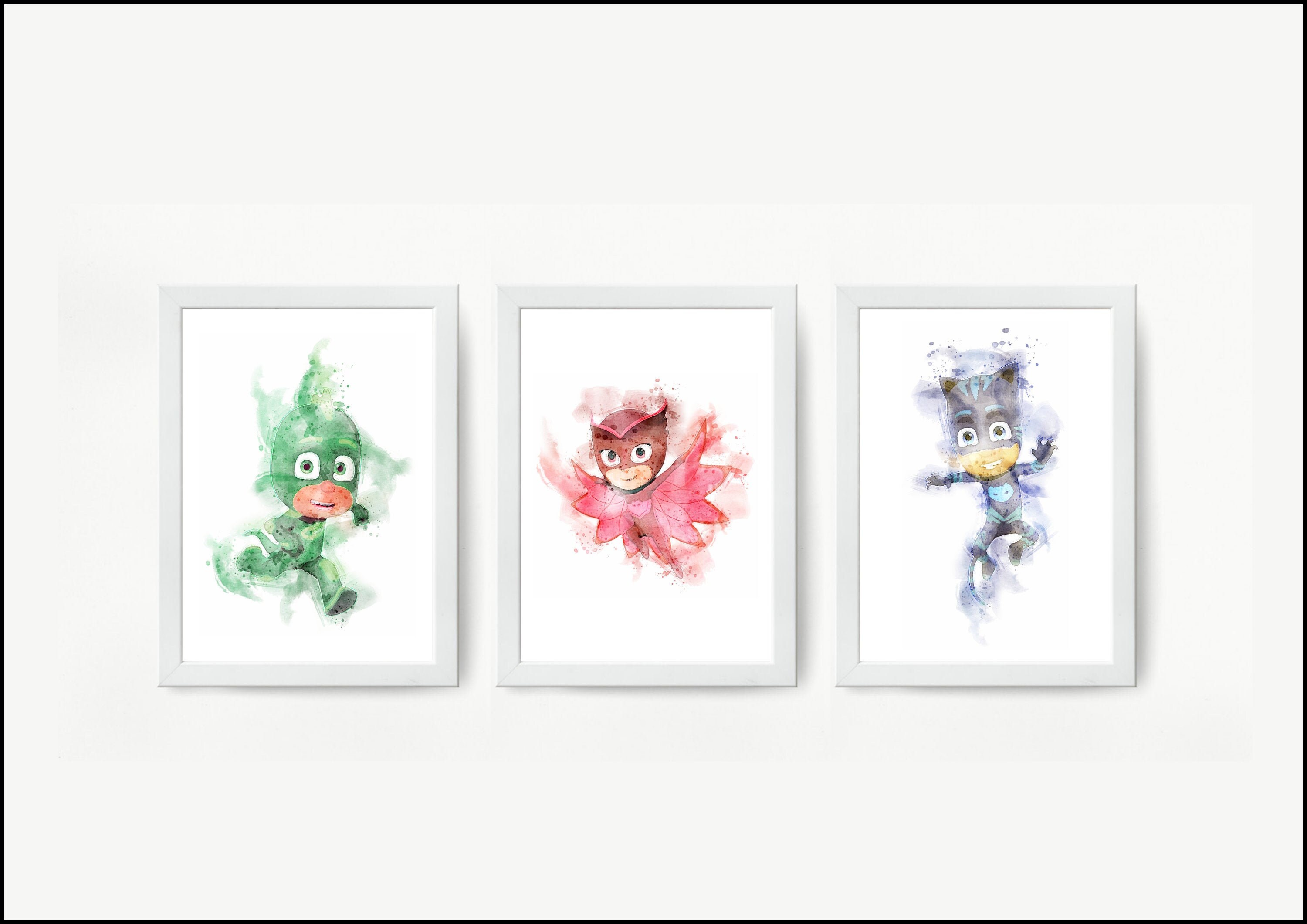 Satz von 3 PJ Masken Drucke Aquarell Poster Mädchen Jungen | Etsy