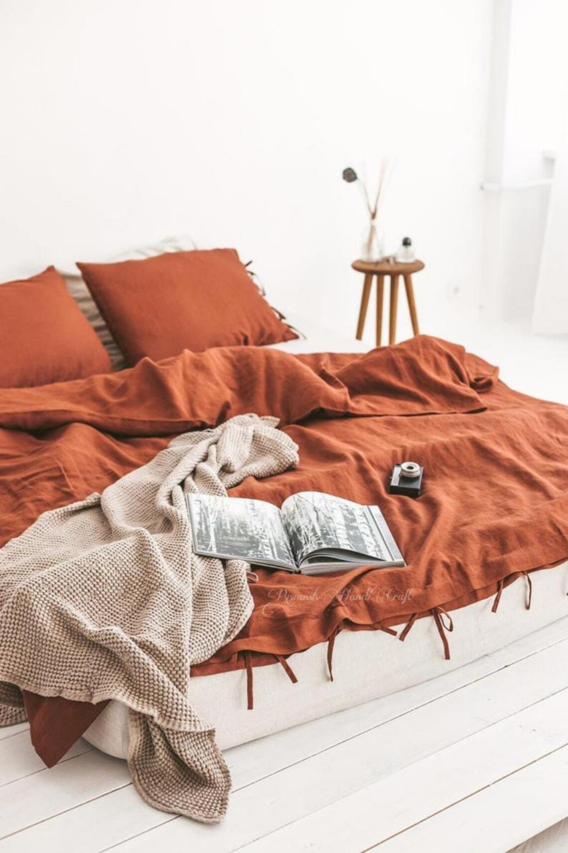Burnt orange Color Washed Cotton Duvet Cover Duvet Cover Etsy