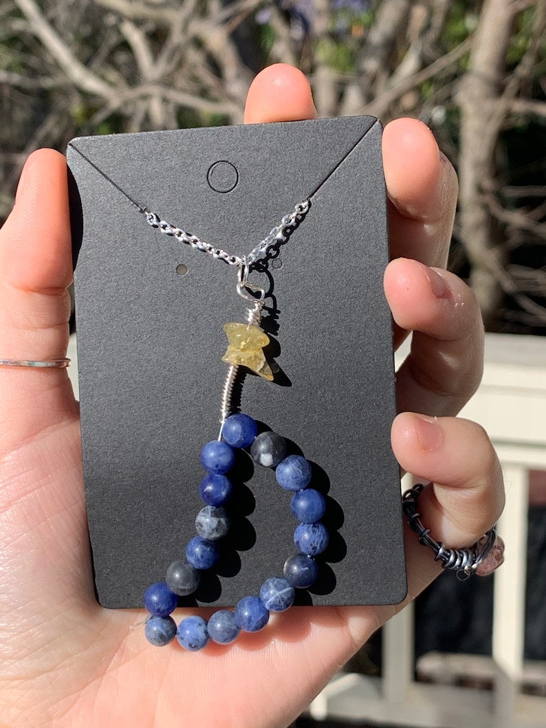 handmade moon and star necklace