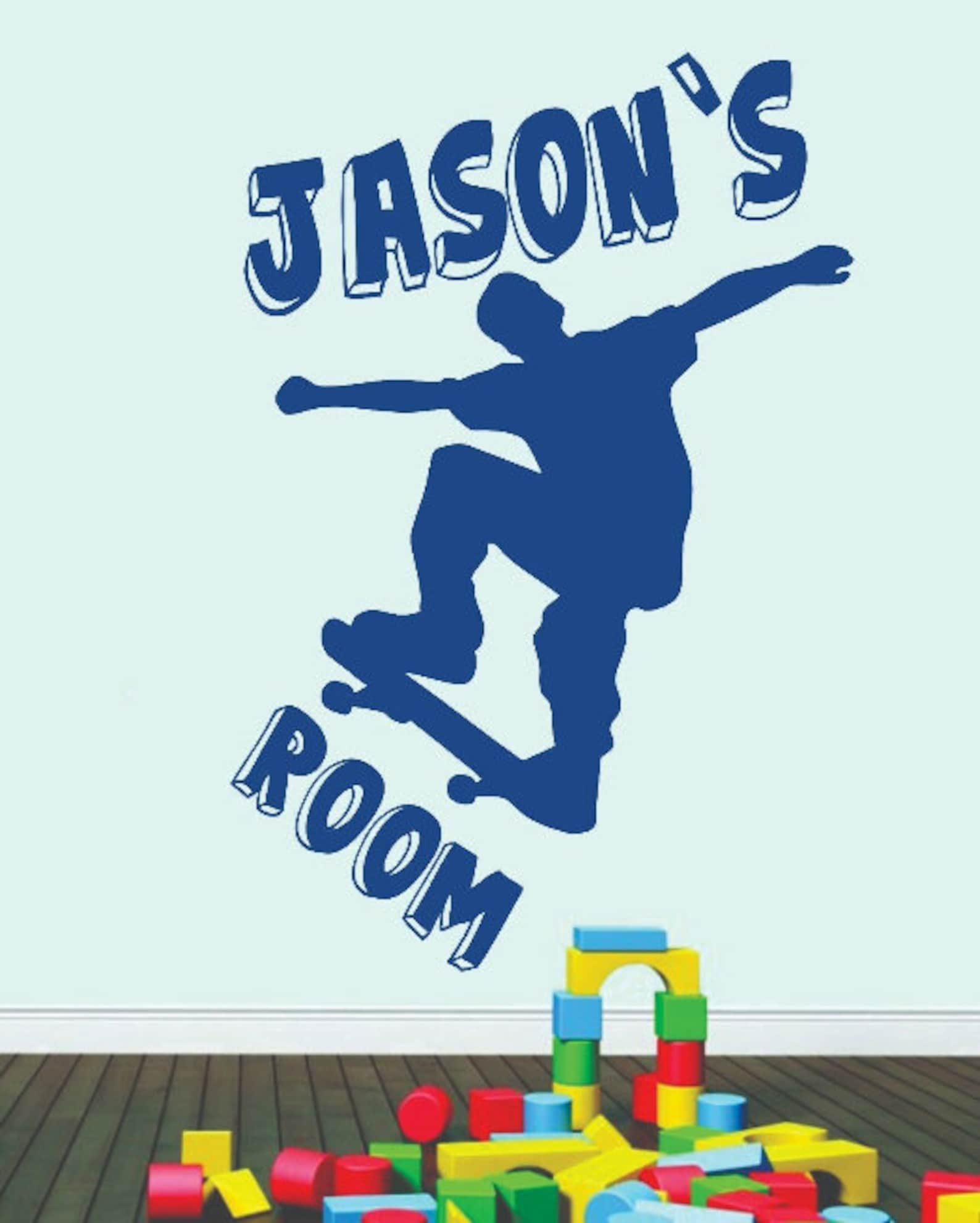 Skater Personalised Boys Name Skateboard Vinyl Wall Sticker Etsy
