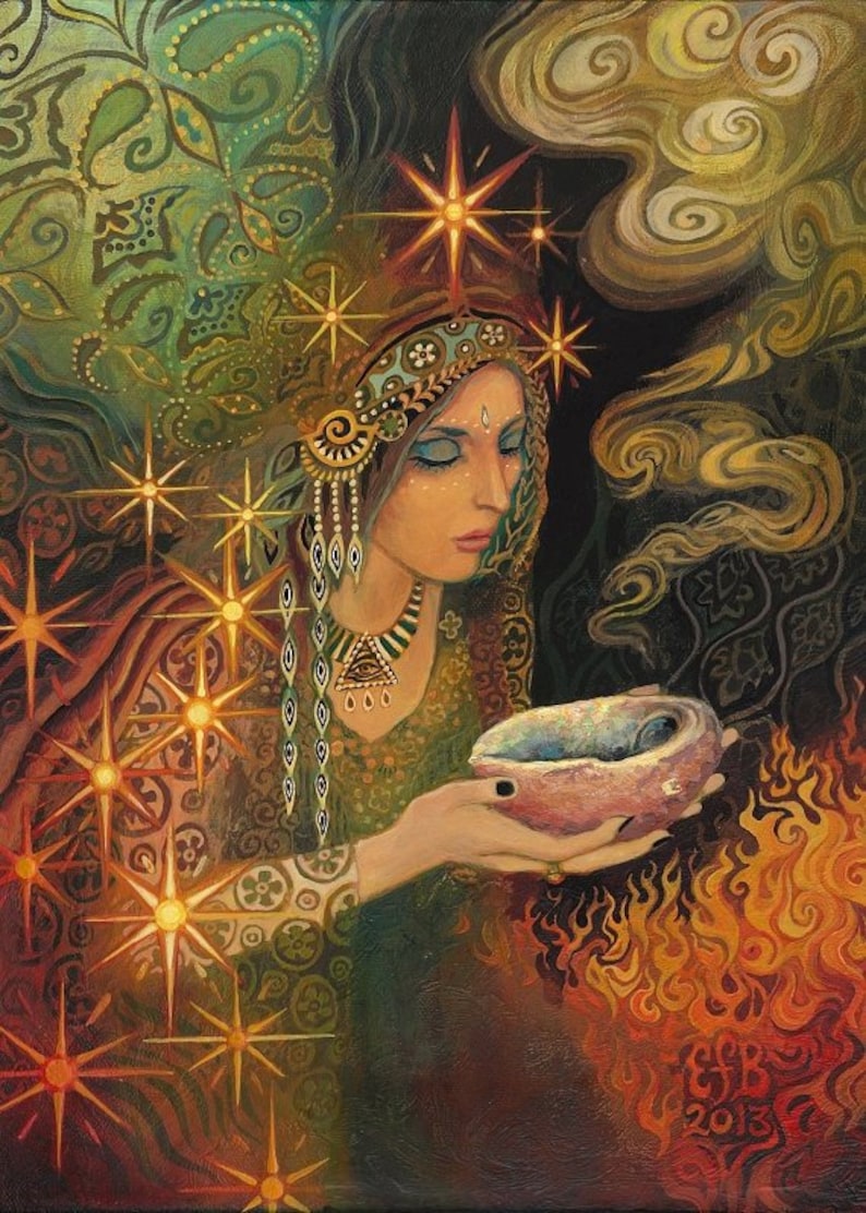 Sage Goddess 5x7 Greeting Card Pagan Mythology Psychedelic Etsy