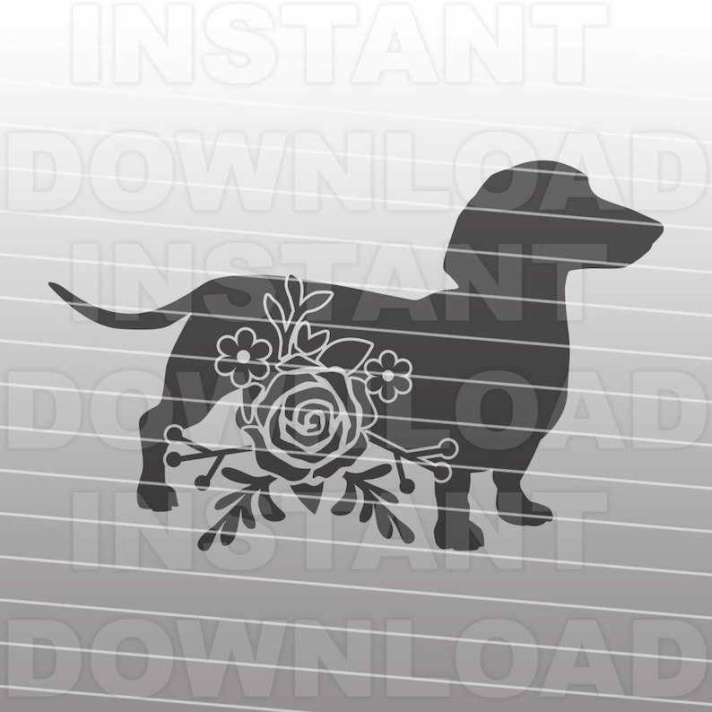 Download Floral Daschund SVGWeiner Dog SVG FileCutting Template | Etsy