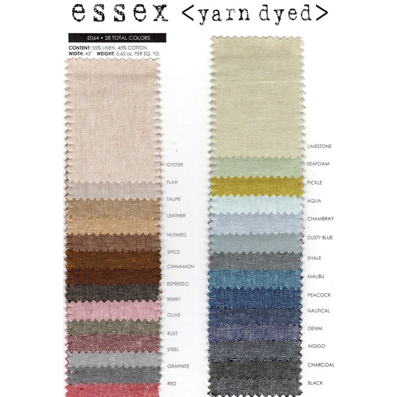 Robert Kaufman ESSEX Yarn Dyed Linen Cotton Blend fabric by Etsy