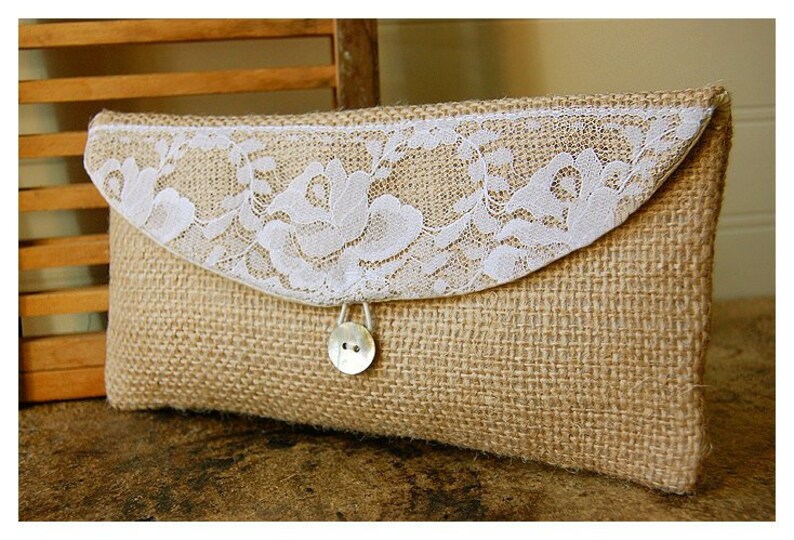 Clutch lace burlap lace clutch purse rustic wedding | Etsy