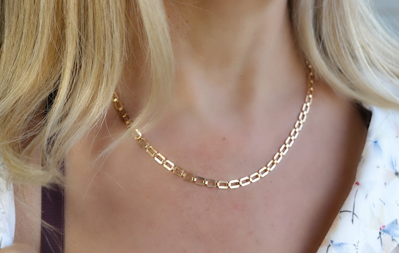 Art Deco Necklace Thick Gold Choker Gold Filled Thick Chain Choker Gold Choker Thick Chain Necklace Statement Chain Necklace