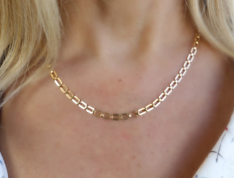 Art Deco Necklace Thick Gold Choker Gold Filled Thick Chain Choker Gold Choker Thick Chain Necklace Statement Chain Necklace