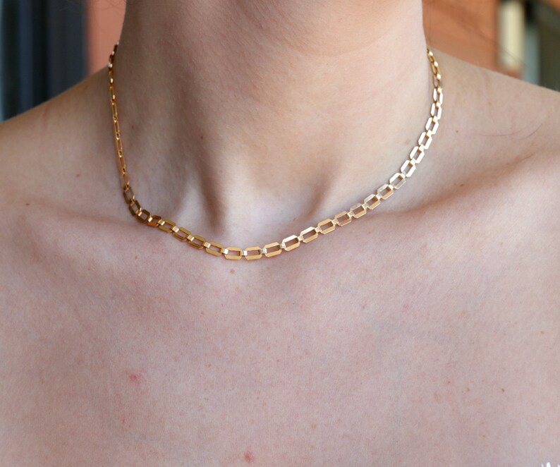 Art Deco Necklace Thick Gold Choker Gold Filled Thick Chain Choker Gold Choker Thick Chain Necklace Statement Chain Necklace