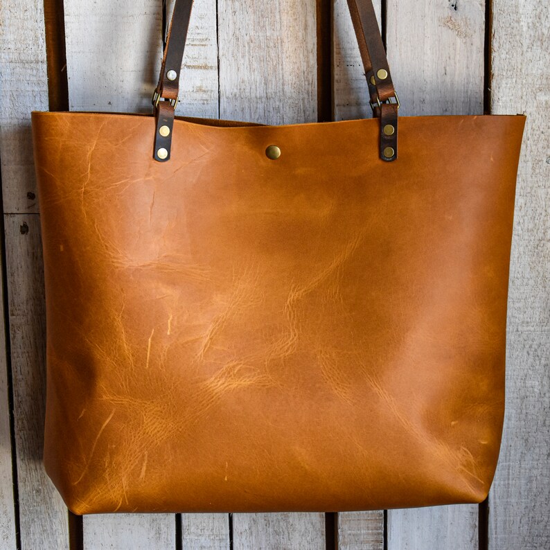 Leather Tote Bag Zipper Tote Shoulder Bag Large Leather Etsy