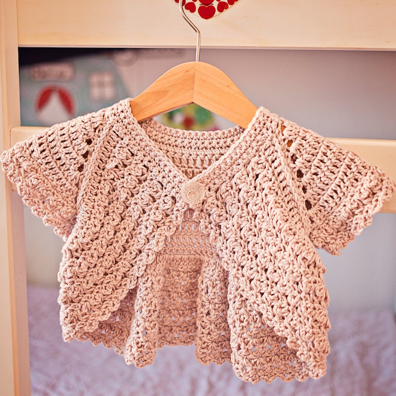 Crochet PATTERN Flutter Sleeve Shrug Cardigan sizes baby Etsy