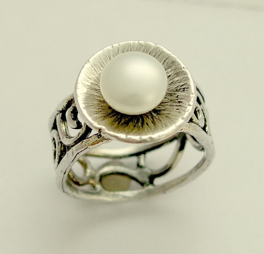 Zircon ring filigree silver band alternative ring | Etsy