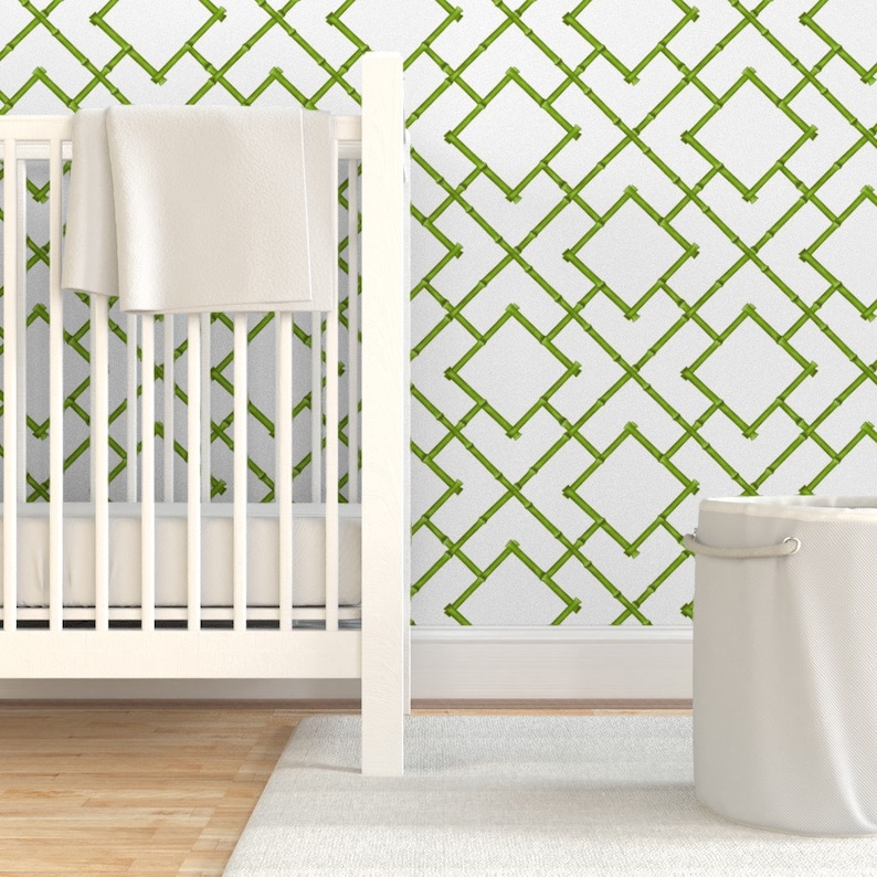 Green Bamboo Wallpaper Osaka Bamboo Trellis By | Etsy