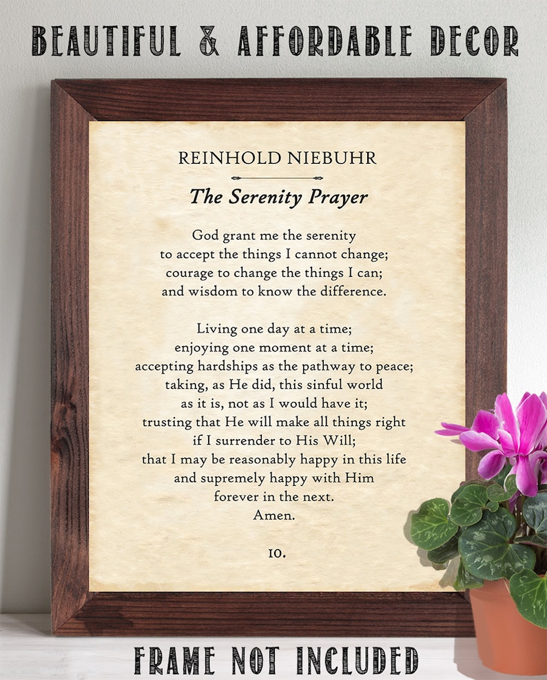 Great Gift and Decor Serenity Prayer Reinhold Niebuhr 11x14 Unframed Book Page Print