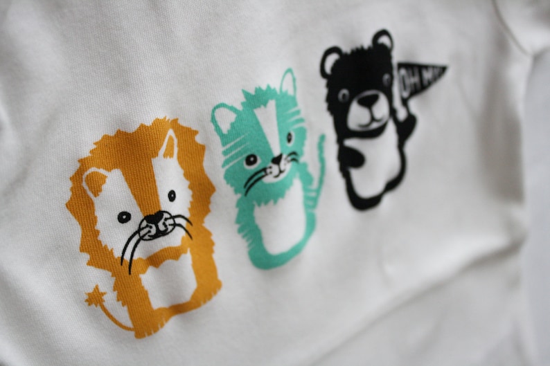 screen printed baby bodysuit lion tiger and bear baby gift shower present gender neutral organic Oh My gifts under 25 Wizard of Oz