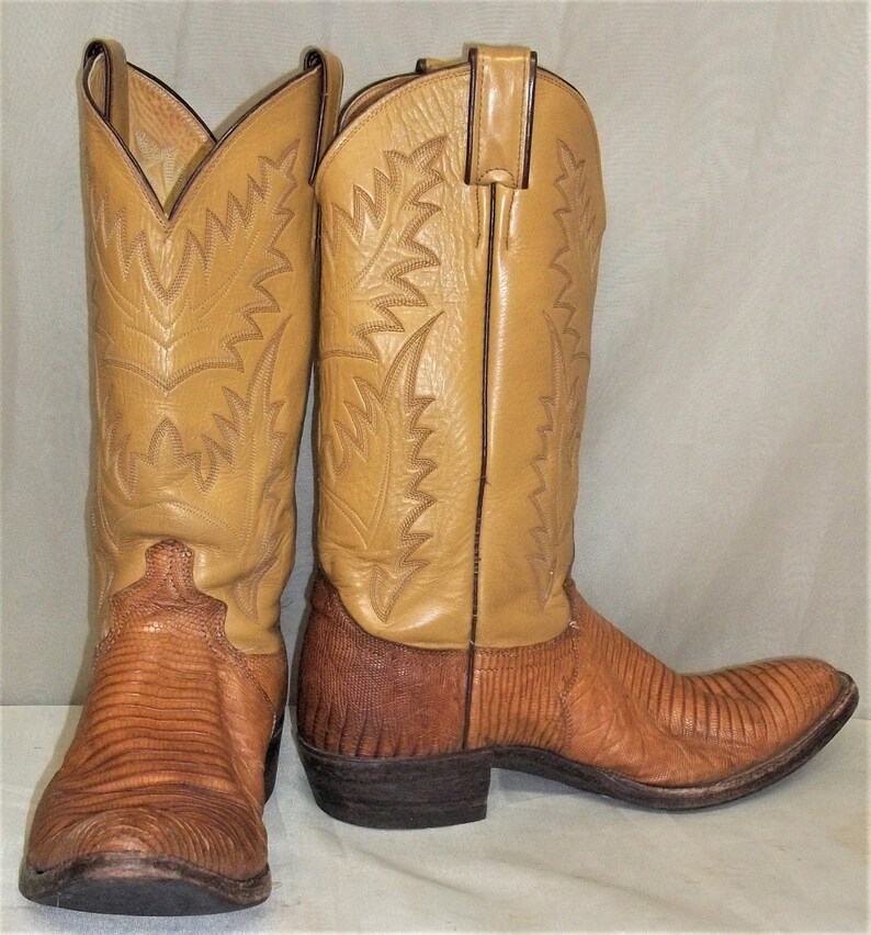 Vintage Justin Mens Lizard Exotic Leather Cowboy Western Boots Etsy