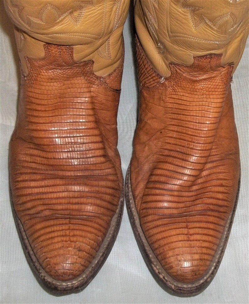 Vintage Justin Mens Lizard Exotic Leather Cowboy Western Boots Etsy