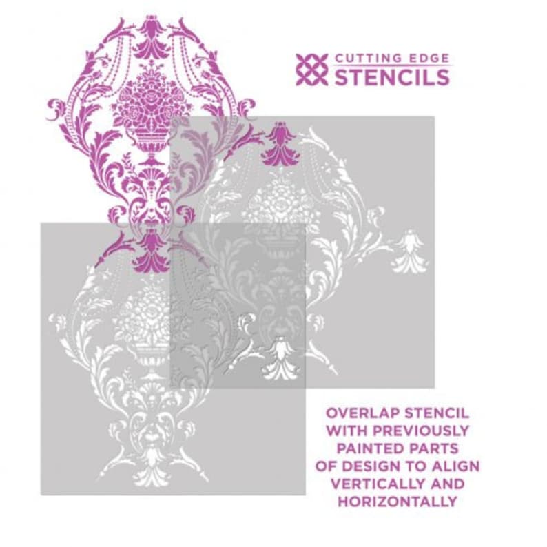 Anastasia Damask Stencil Better Than Wallpaper DIY Home Etsy