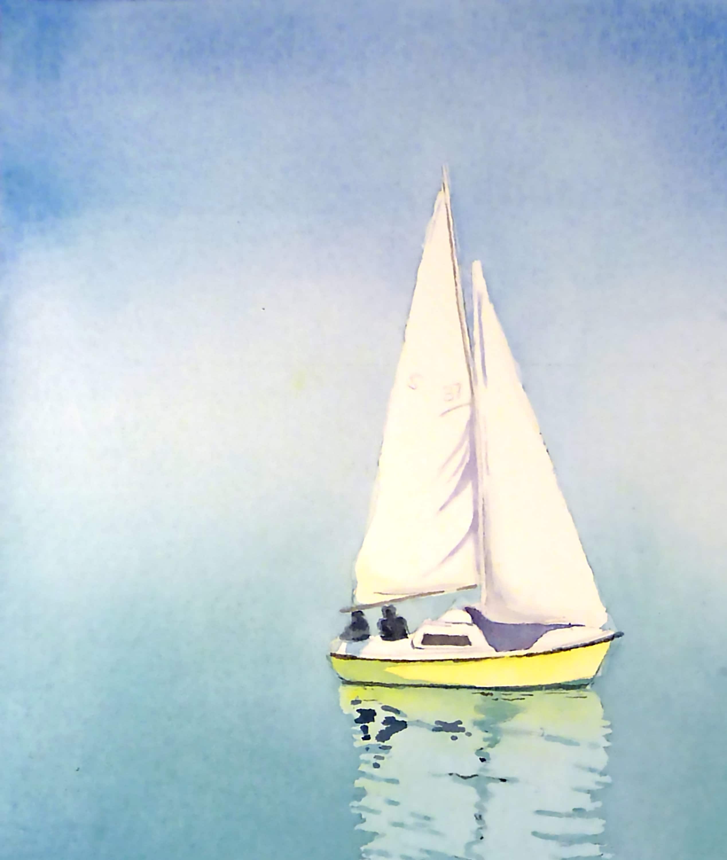 blue sailboat art for sale