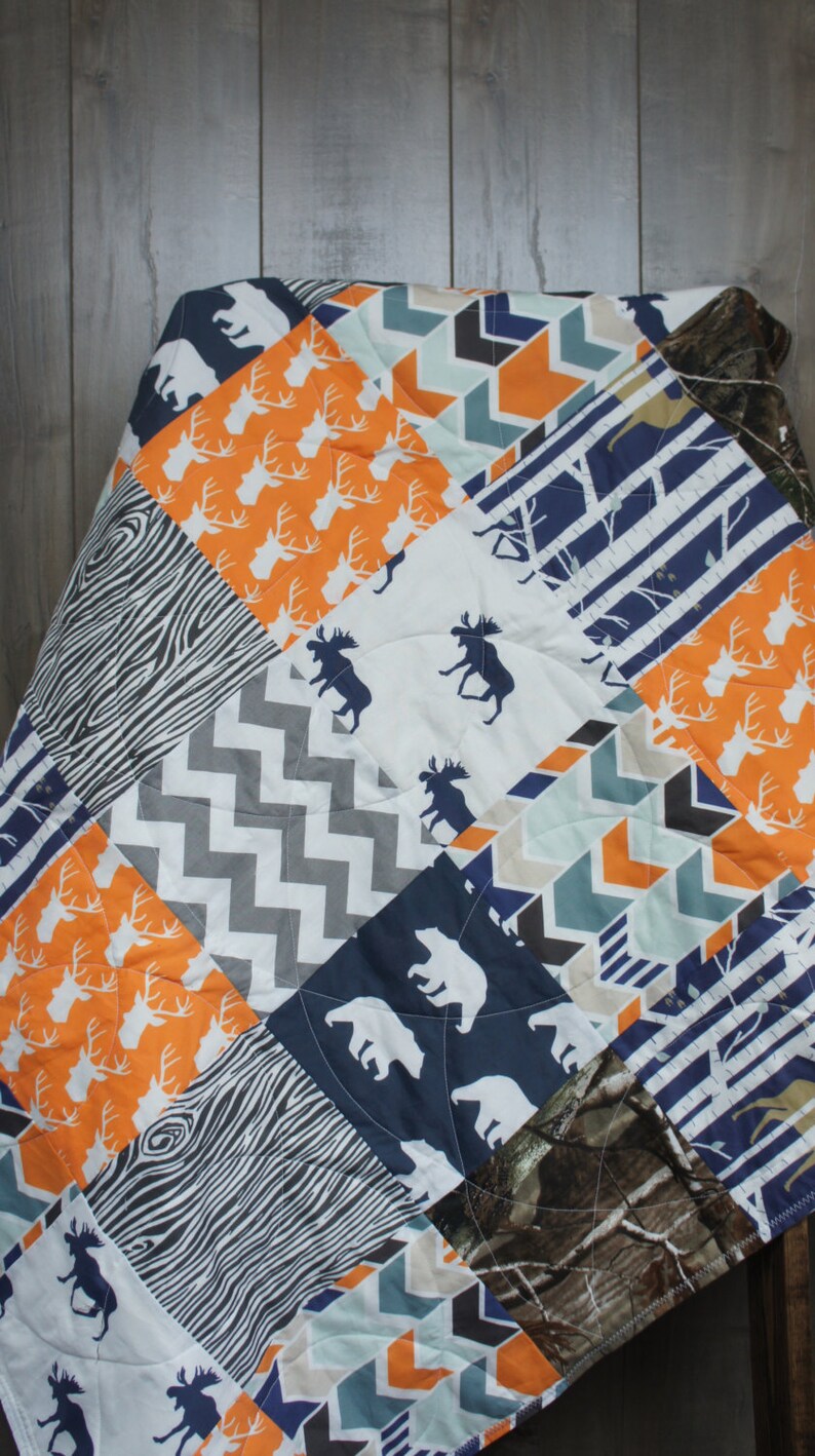Baby Boy Hunting Quilt Baby Quilt Woodland Deer Moose Etsy