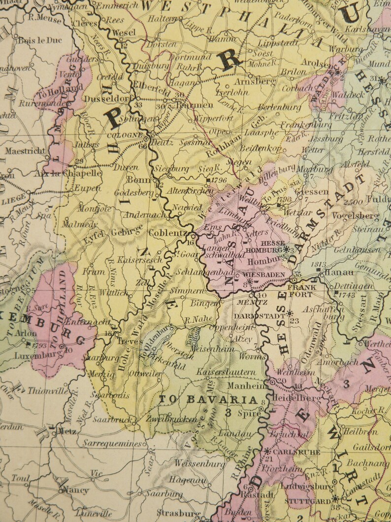 1852 Mitchell Map of Germany Austria Map Czechia Prussia | Etsy