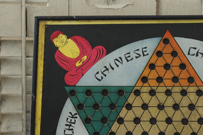 antique vintage chinese checkers board