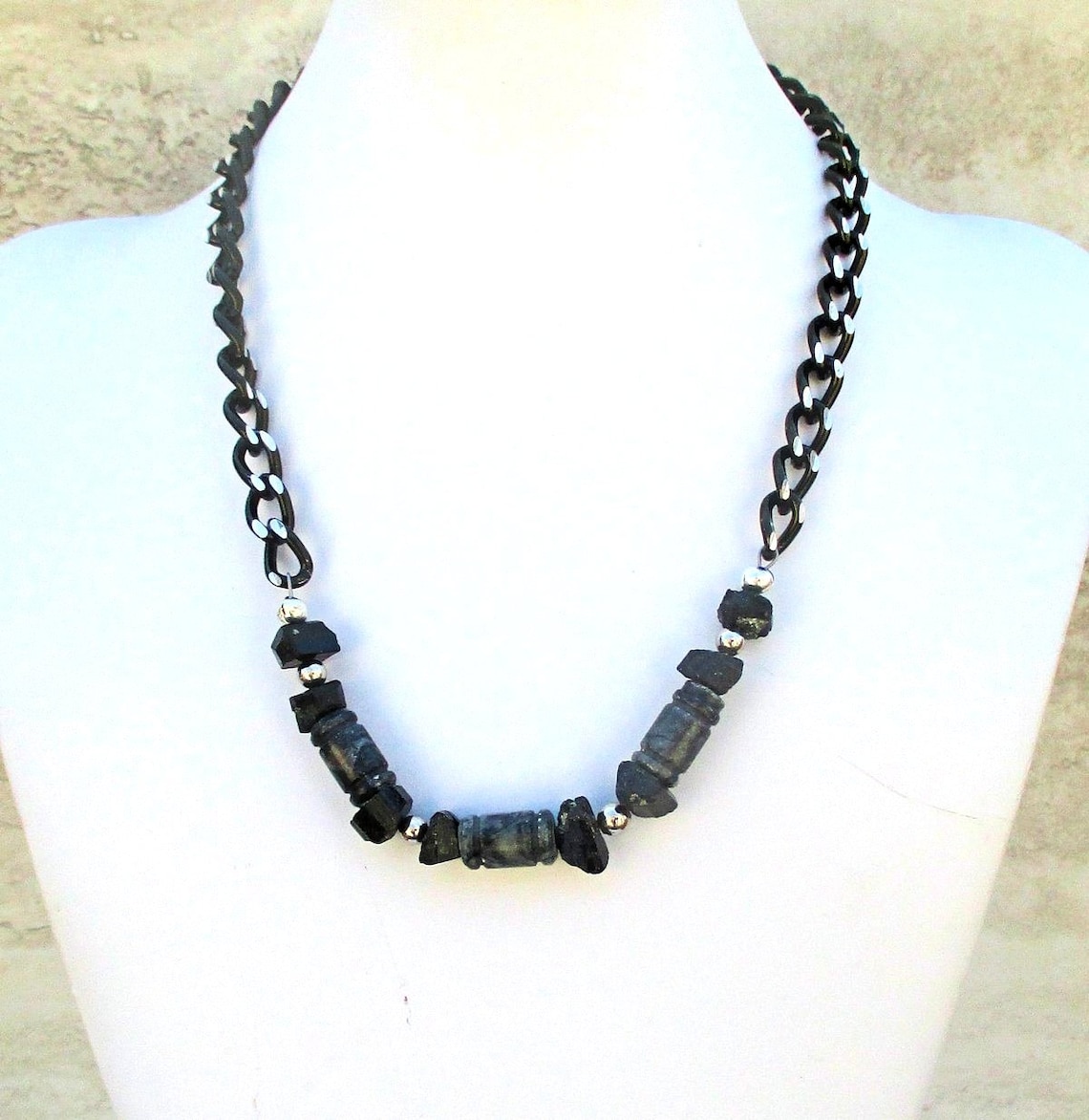 Black Lava Necklace Lava Rock Jewelry Unisex Necklace Black Etsy