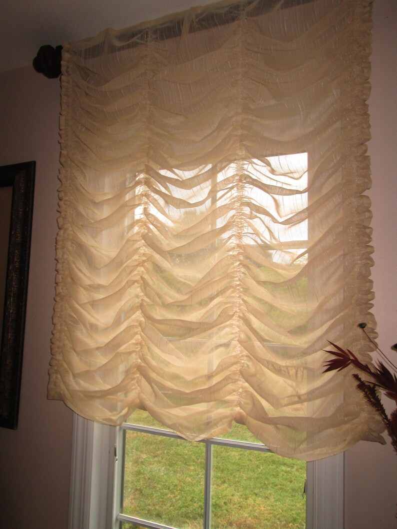 Austrian Balloon Shade/CurtainStationary in Cream Sheer Etsy