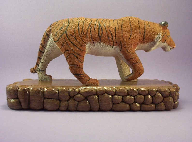 wooden tiger sculpture
