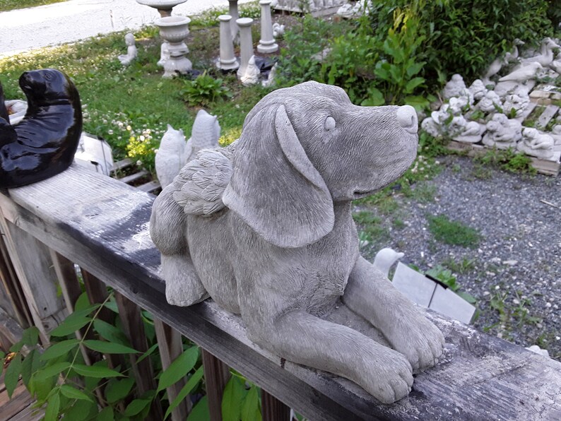 angel dog statue