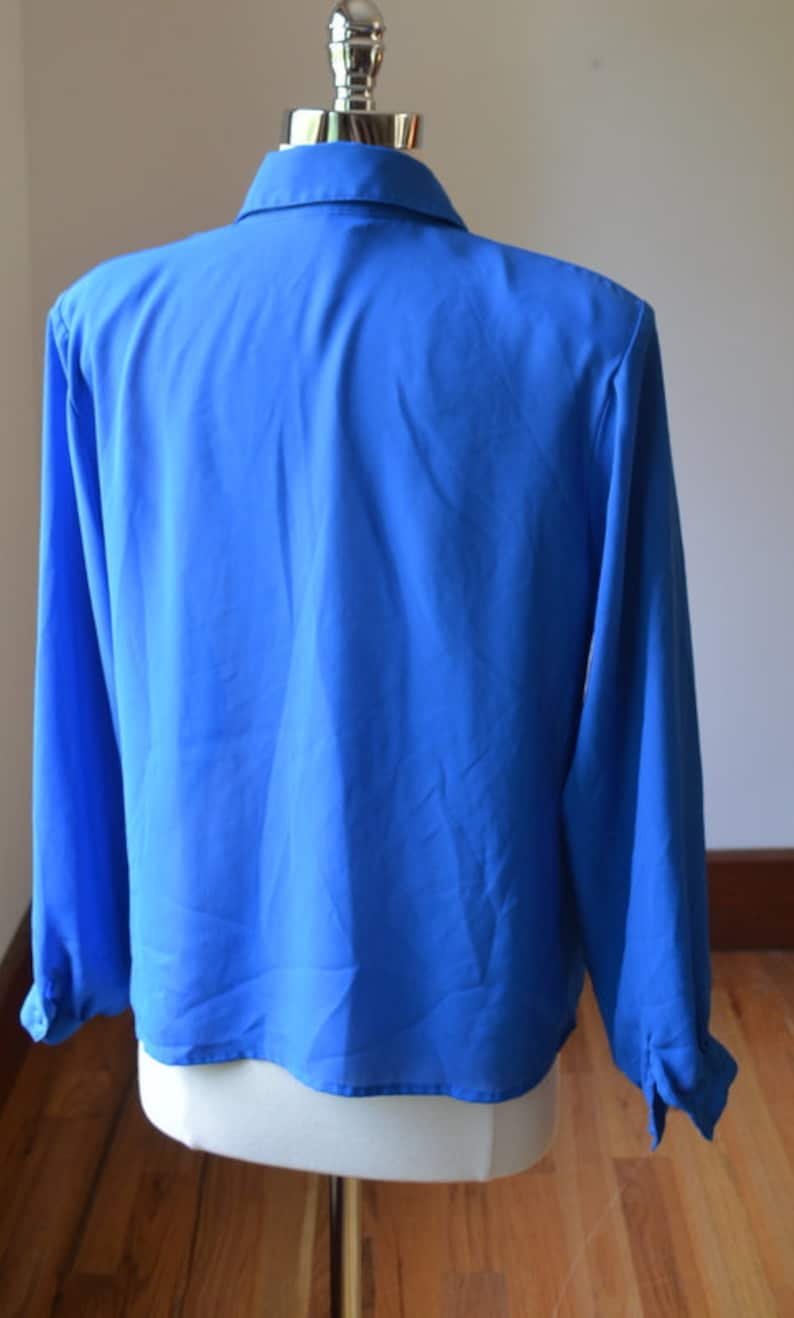 Vintage Light Weight Long Sleeve Dress Blouse 80/'s Royal Blue Vintage Long Sleeve Blouse Size MedLarge Women/'s 1012 By Notations