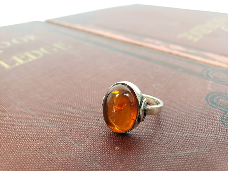 Sterling Silver /& Baltic Amber Ring Petite Baltic Amber Ring Size 5 12 Artisan Made Baltic Amber Jewelry VintageSouthwest Rings