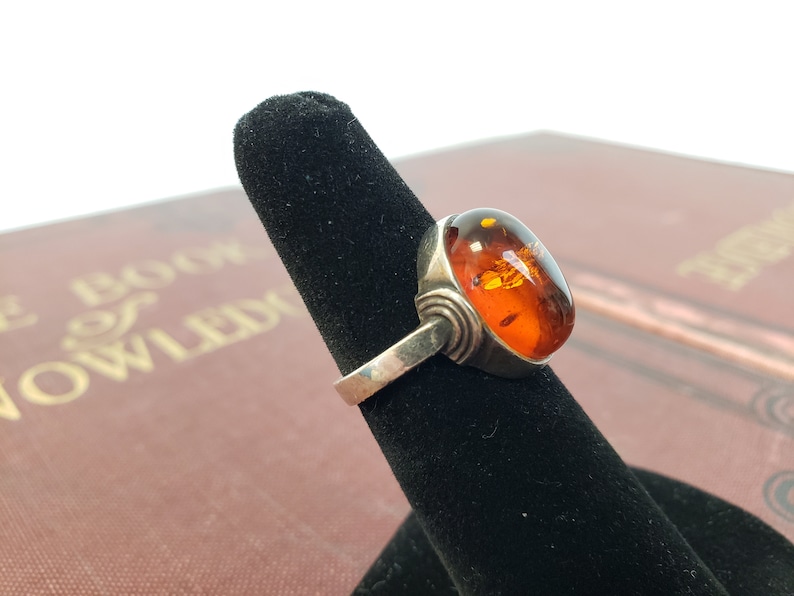Sterling Silver /& Baltic Amber Ring Petite Baltic Amber Ring Size 5 12 Artisan Made Baltic Amber Jewelry VintageSouthwest Rings