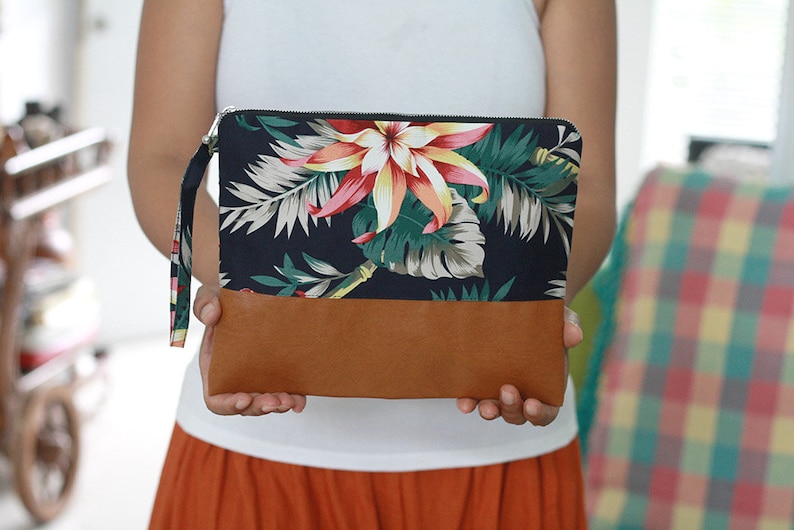 pouch summer clutch Clutch purse tropical plants for beach or summer vacation birthday gift