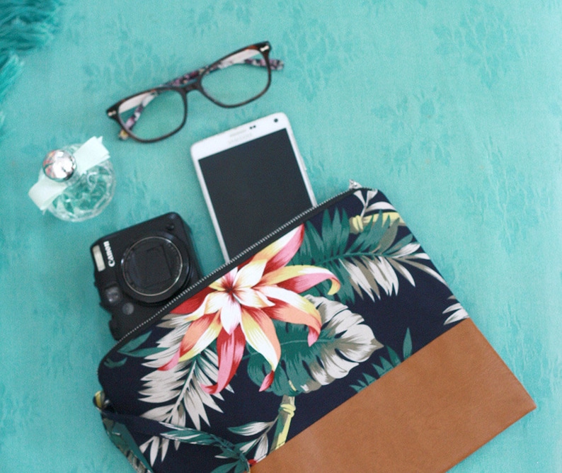pouch summer clutch Clutch purse tropical plants for beach or summer vacation birthday gift