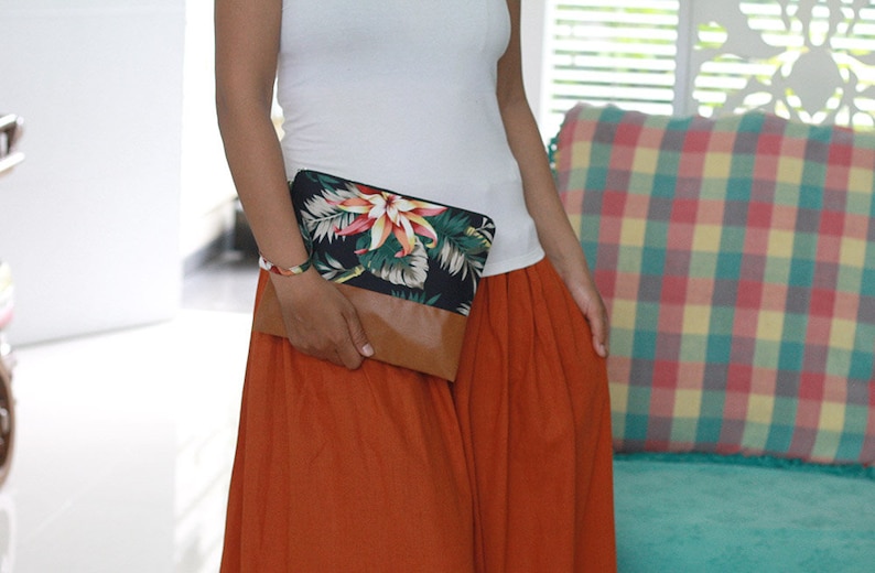 pouch summer clutch Clutch purse tropical plants for beach or summer vacation birthday gift