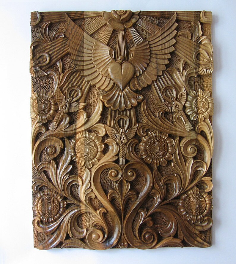 Rectangular hand carved wall panel wood carving TO BE Etsy