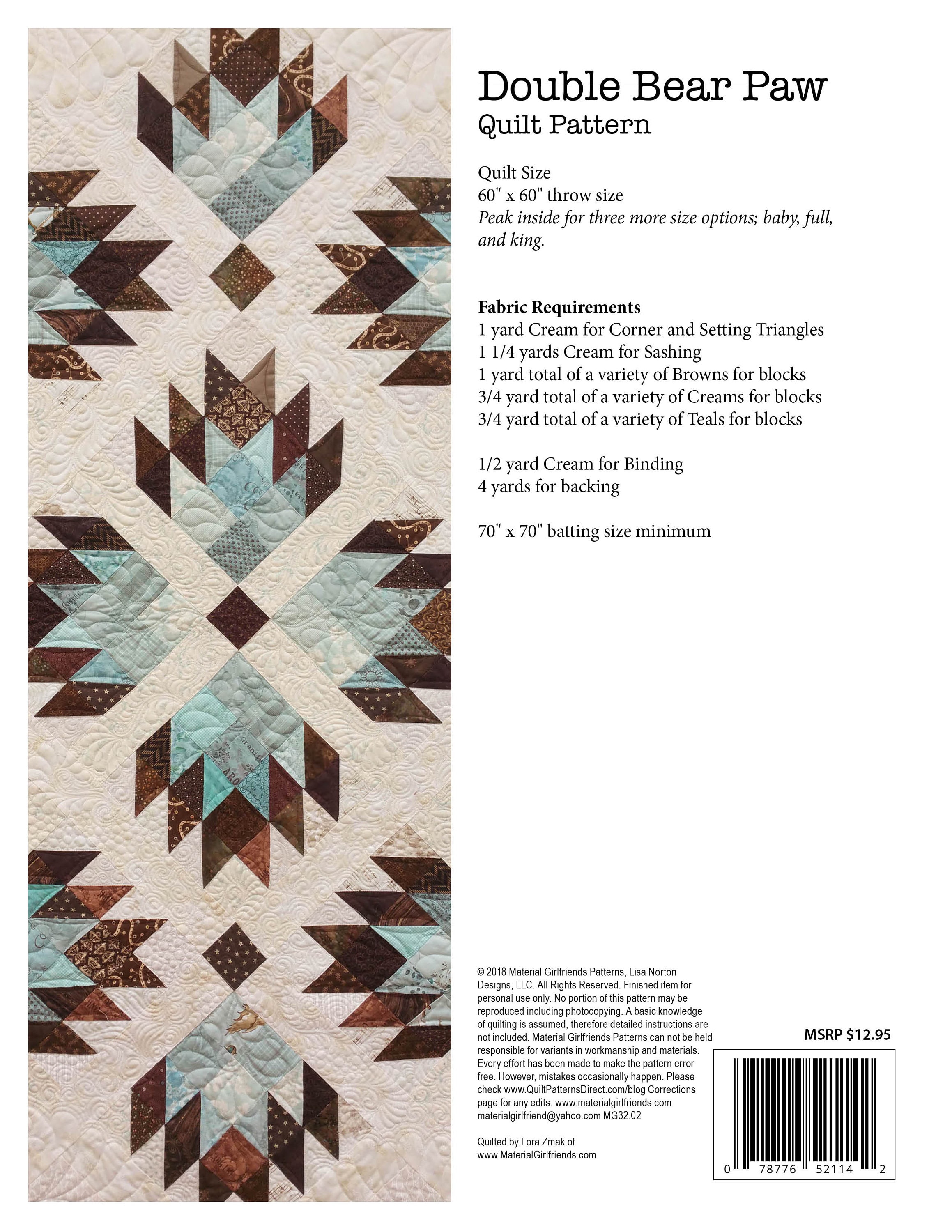 double-bear-paw-pdf-download-quilt-pattern-by-material-etsy