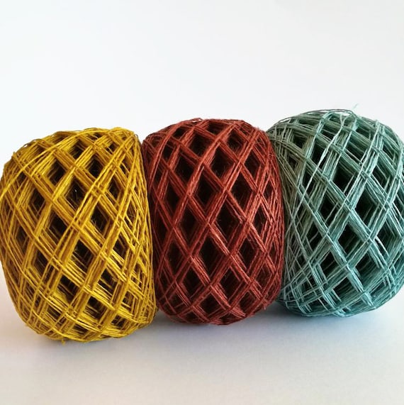 linen natural 3ply yarn thick yarn linen thread crochet yarn Linen gold ocher yarn