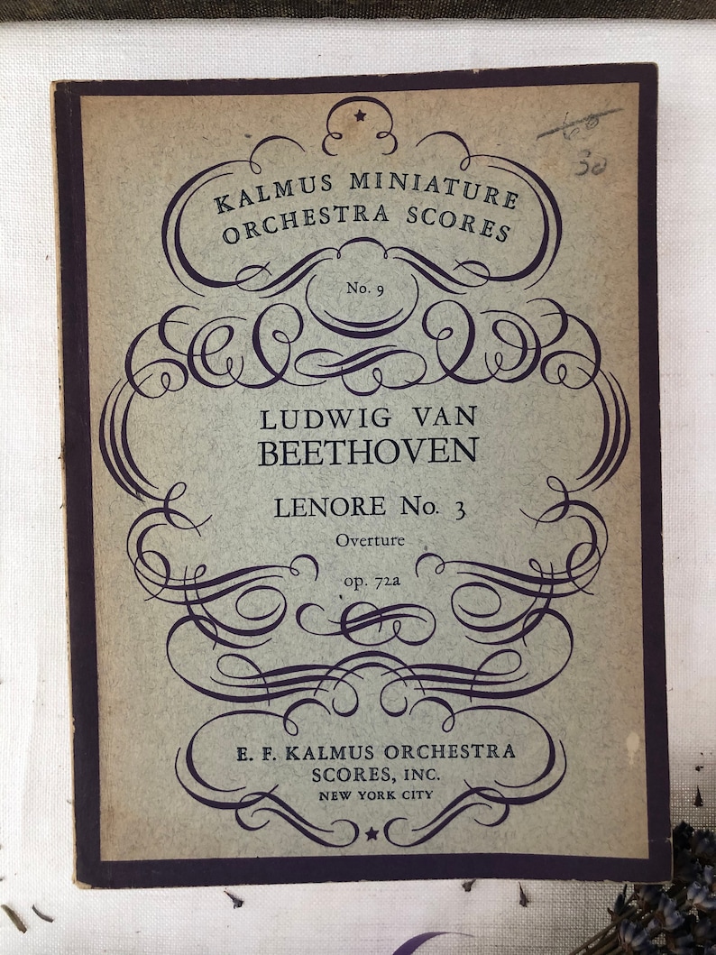 Franck /& Wagner Trio of Vintage Kalmus Miniature Orchestra Scores Books Beethoven Pretty Muted Decor!