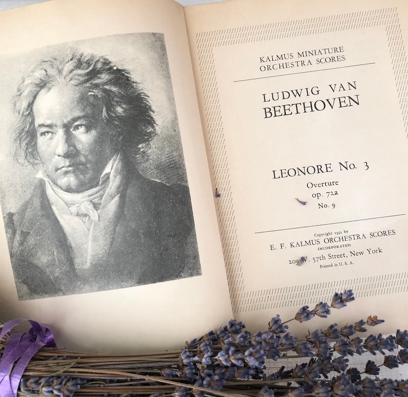 Franck /& Wagner Trio of Vintage Kalmus Miniature Orchestra Scores Books Beethoven Pretty Muted Decor!