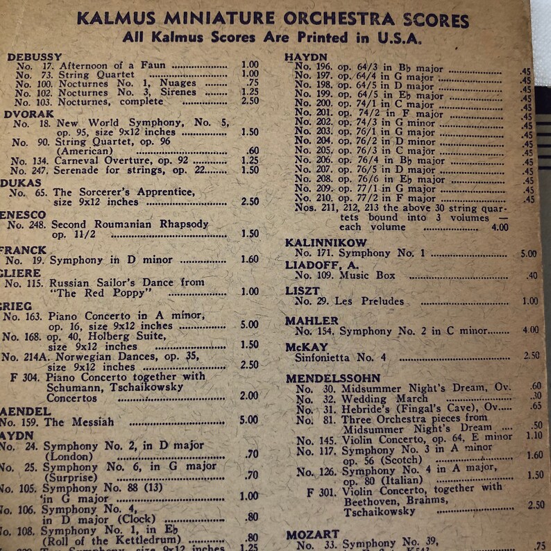 Franck /& Wagner Trio of Vintage Kalmus Miniature Orchestra Scores Books Beethoven Pretty Muted Decor!