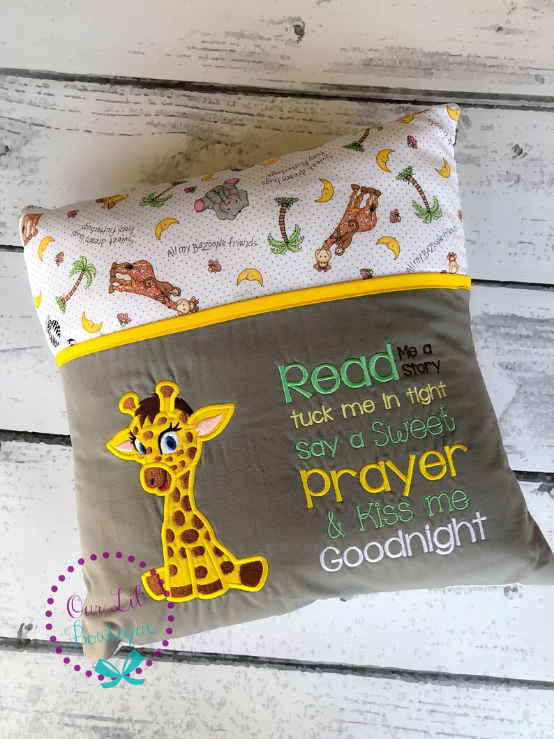 Baby Giraffe Reading Pillow Kids Reading Pillow Pocket Etsy
