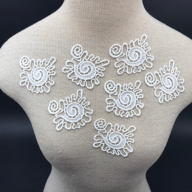 Lace Material Applique Swirl Applique Bridal Applique White Lace Applique Small Lace Patch Light Ivory Lace Applique Floral Applique