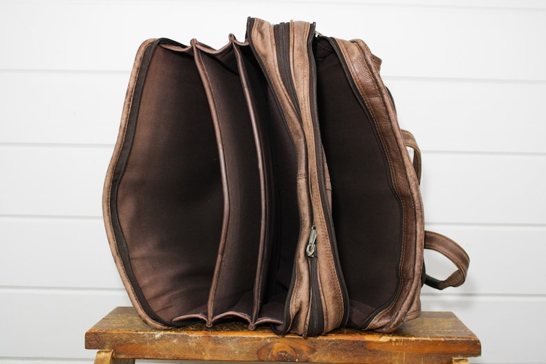 Perfectly Worn Vintage Brown Leather Briefcase Attache Case by Winn with Hand Straps Aged Leather Briefcase