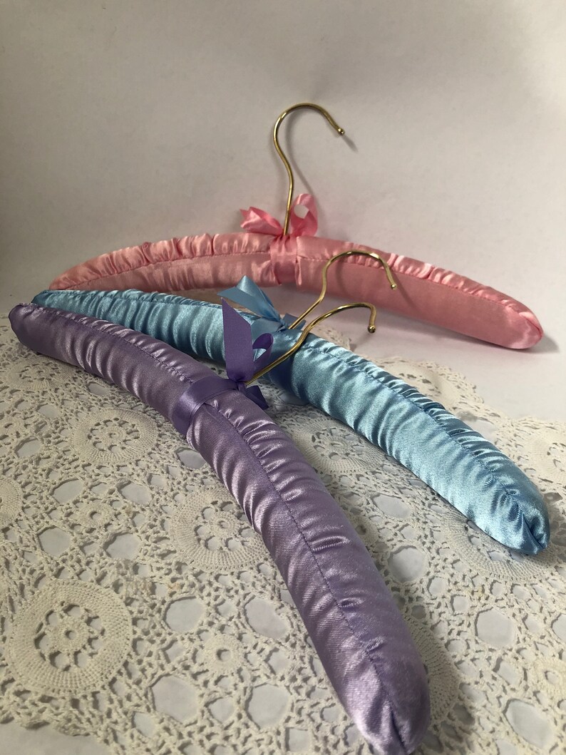 Six satin hangers vintage sweater hangers wedding bridal party Etsy