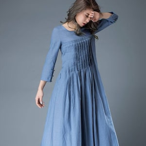 Linen dress for women Maxi dress pockets linen dress long | Etsy