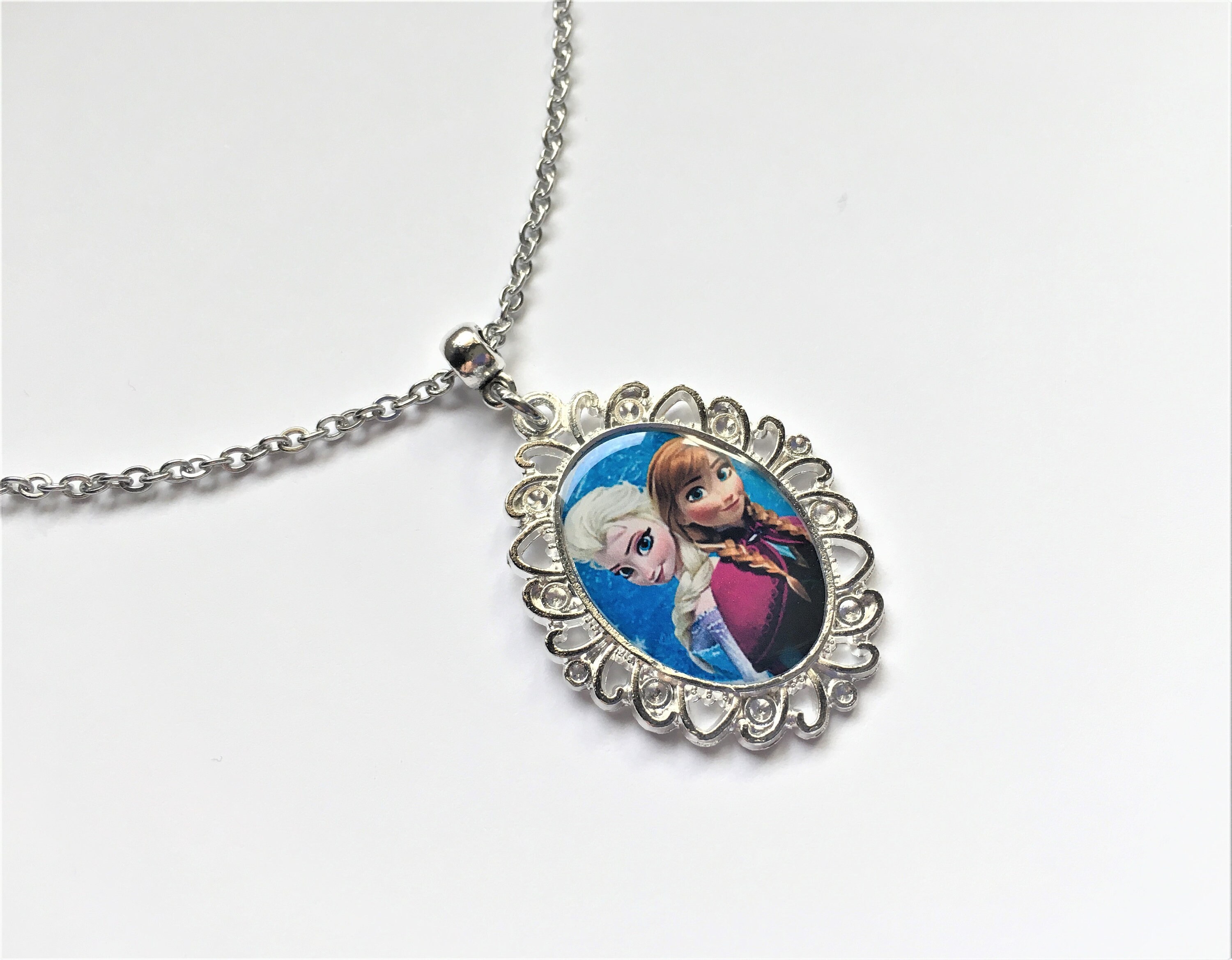 Frozen Elsa Anna Pendant Necklace Little Girl Necklace Etsy