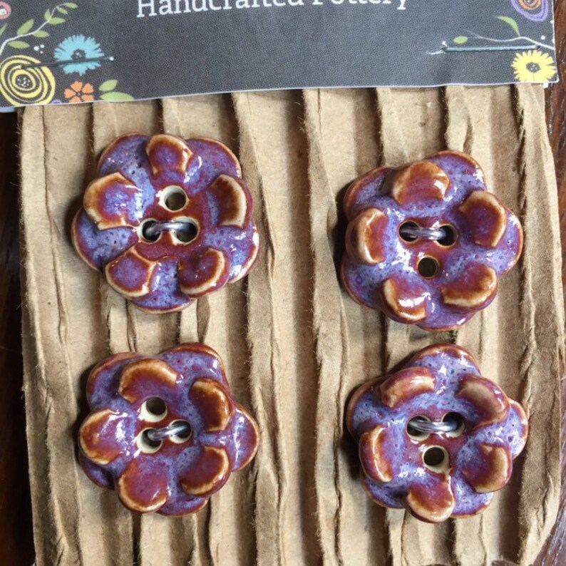 Ceramic Flower Buttons Multicolored Handmade Buttons 3D Etsy