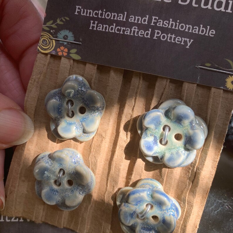 Ceramic Flower Buttons Multicolored Handmade Buttons 3D Etsy